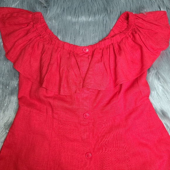 SOLD!!!!     Forever 21 Off The Shoulder Red Dress - Picture 4 of 4
